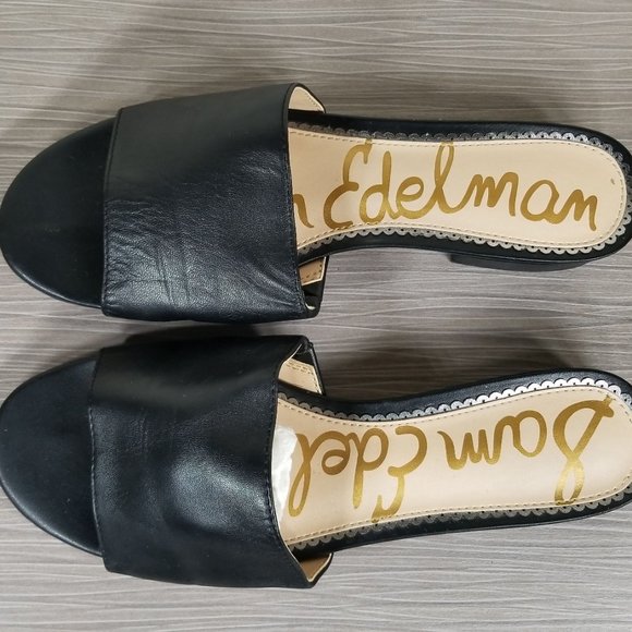 Sam Edelman Kenz Slide Sandal, Black Leather, Womens Size 8 M / 38 - Picture 10 of 13